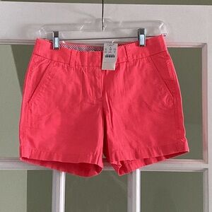 NWT J Crew Bright Pink Classic 100% Cotton Chino Short Size 00